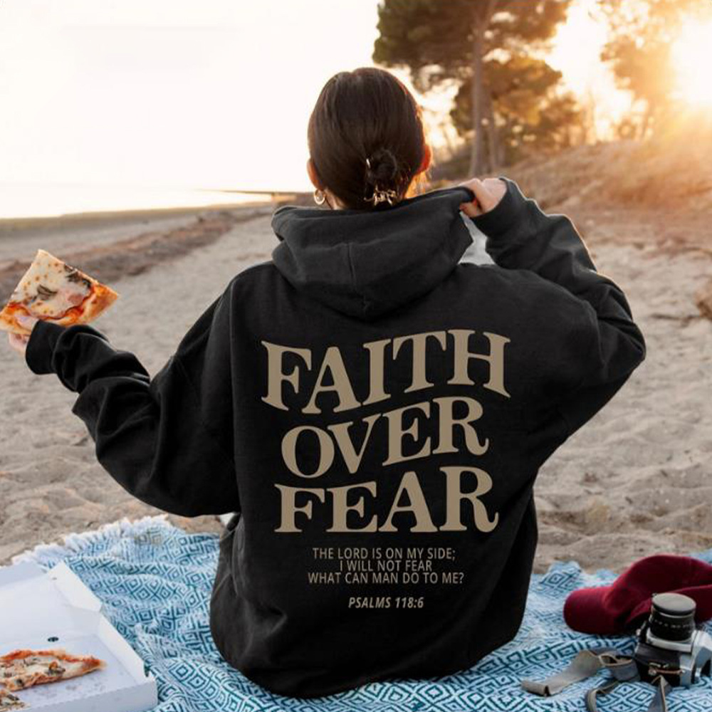 New Hoodie Faith Fear Men's And Women's Printed Sweatshirt - Image 4