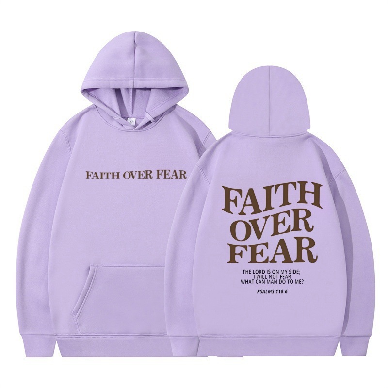 New Hoodie Faith Fear Men's And Women's Printed Sweatshirt - Image 9