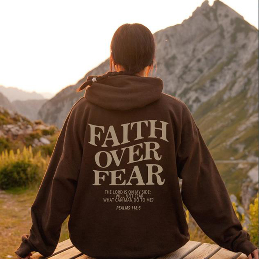 New Hoodie Faith Fear Men's And Women's Printed Sweatshirt - Image 3