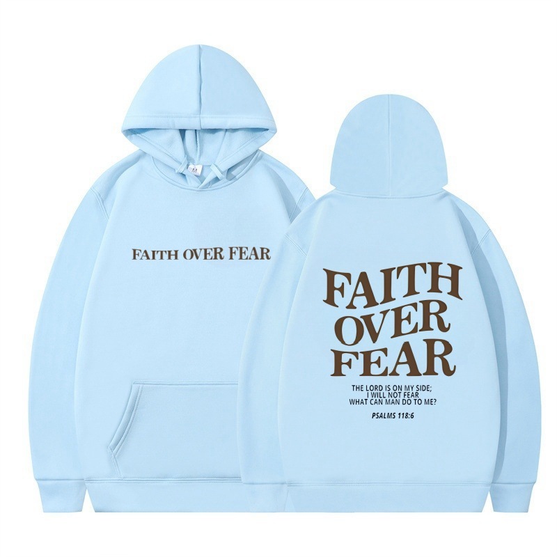 New Hoodie Faith Fear Men's And Women's Printed Sweatshirt - Image 5